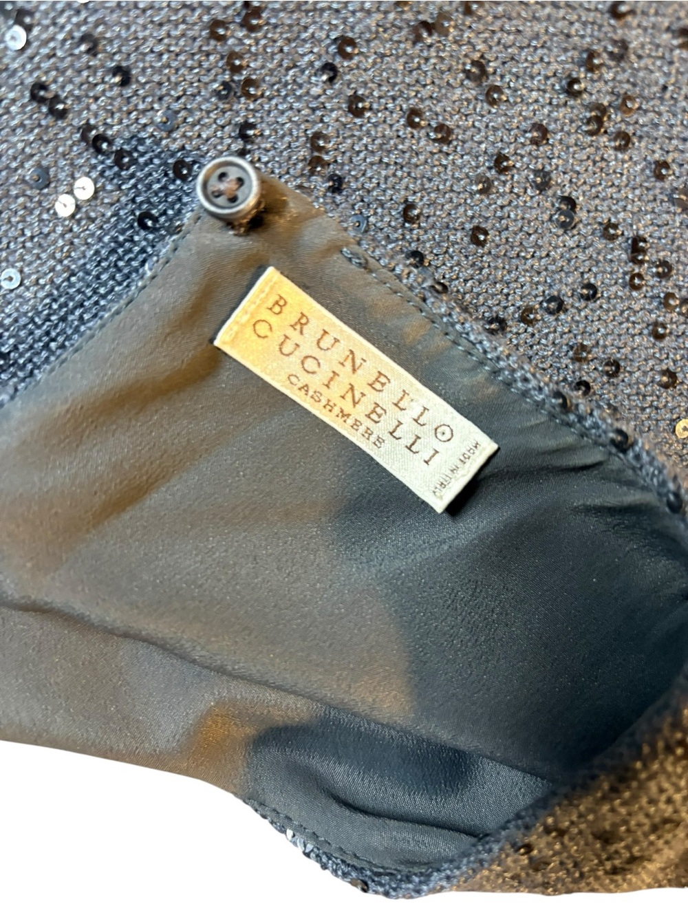 Brunello Cucinelli Navy Cashmere Sequinned Dress in Sz L - Picture 10 of 11